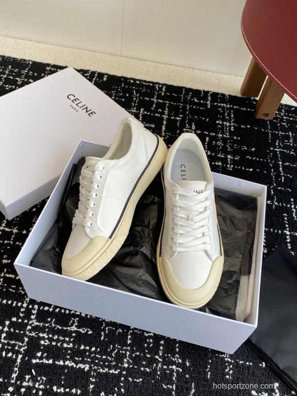 2025 Women Celine White Canvas Sneakers KFY00285