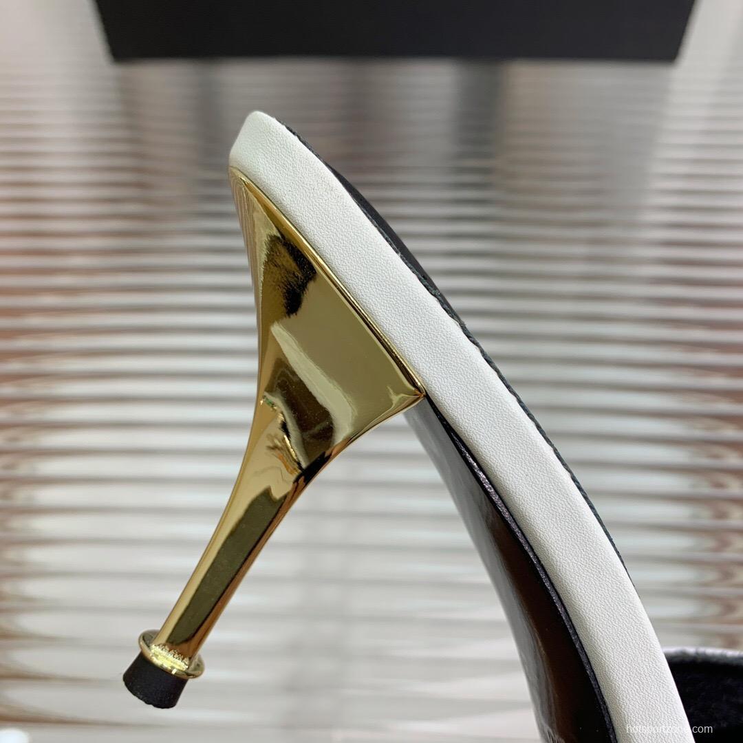 2025 Women TOM FORD White Gold Leather Pointed Toe Mules