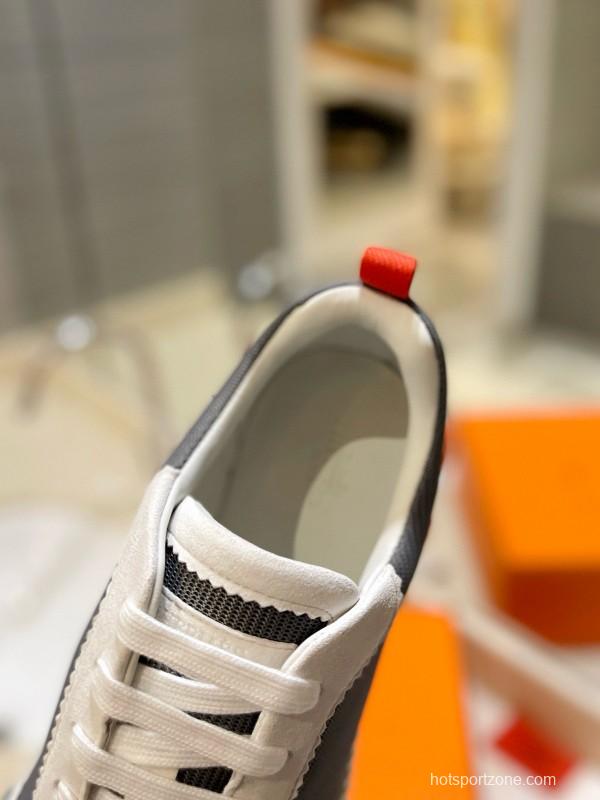2024 Unisex Hermès Black White Imported Silk Sheepskin Imported Suede Casual Sneakers MJ00320