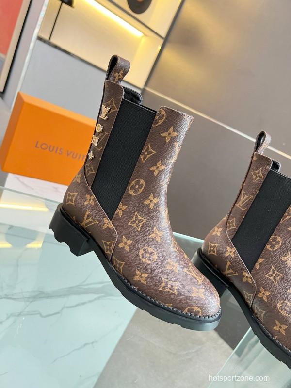 2024 Women Louis Vuitton Brown Leather Boots MJ00310