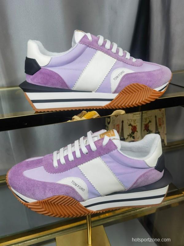2025 Unisex TOM FORD Purple White Suede Leather Sneakers LY00360(F)/LY00370(M)