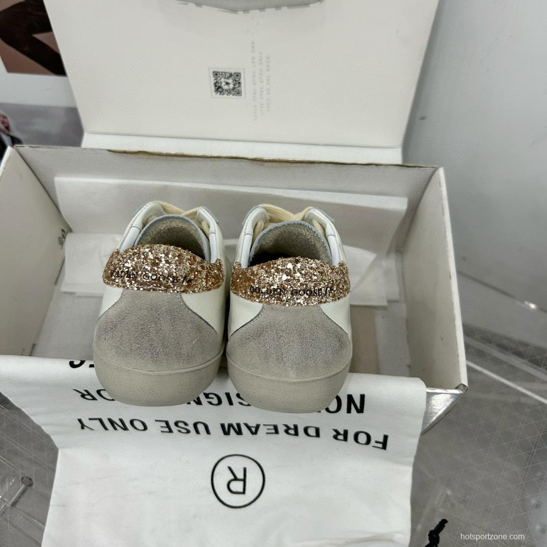 2025 Women GGDB White Grey Glitter Leather Sneakers