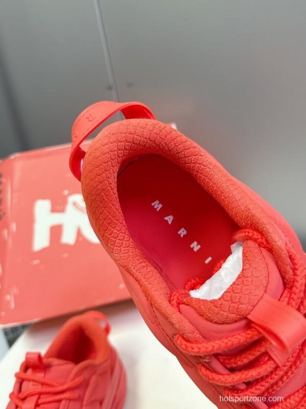 2025 Women Marni Red Fabric Sneakers