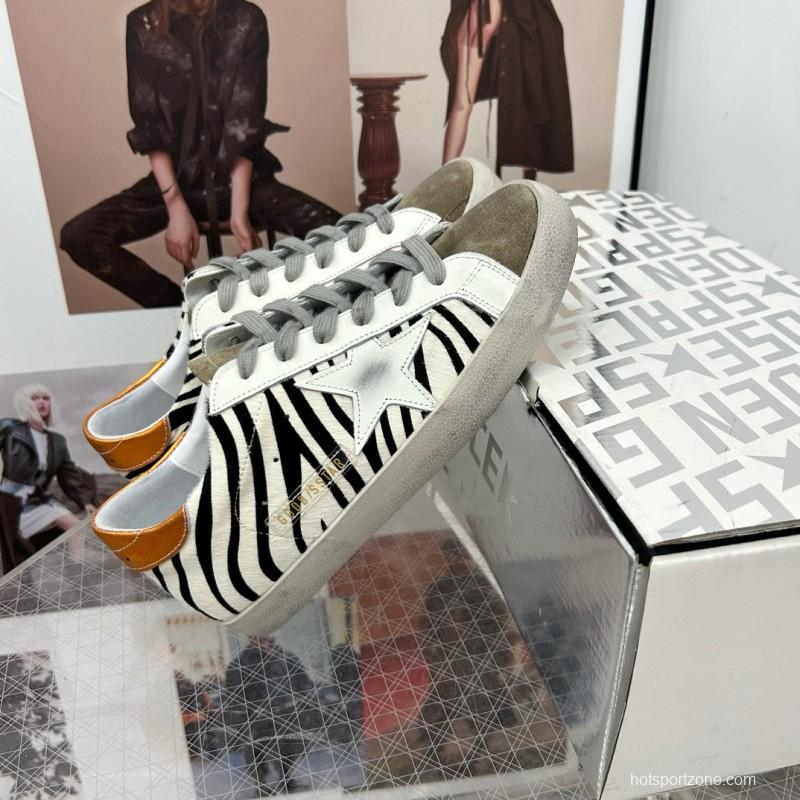 2025 Women GGDB White Black Zebra Leather Suede Sneakers