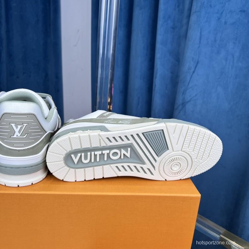 2025 Unisex Louis Vuitton White Grey Leather LV Trainer