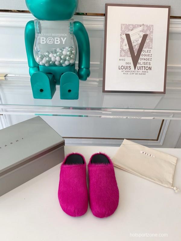 2024 Slippers Marni fuchsia pony hair slippers