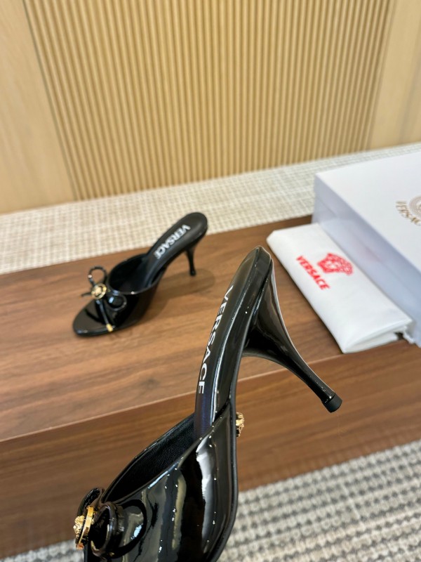 2025 Women VERSACE Black Leather High Heel LY00210