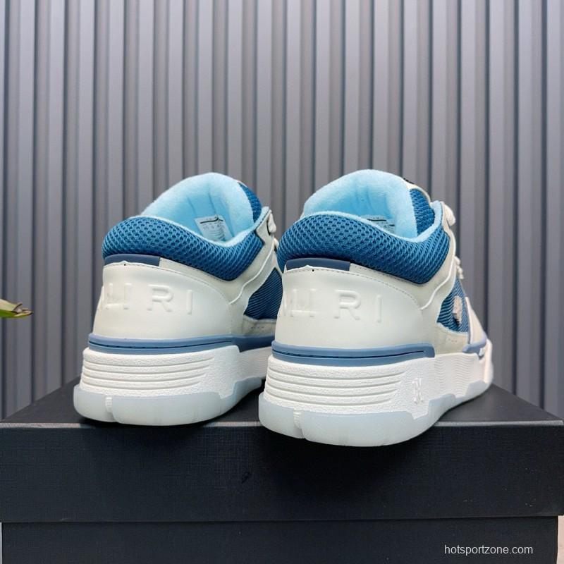 2024 Unisex AMIRI Blue White Leather Mesh Sneakers MJ00360