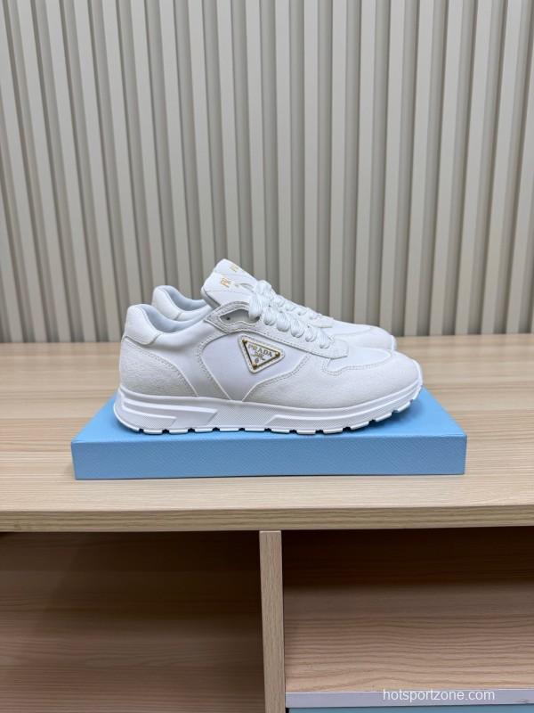 2025 Women Prada White Leather Sneakers