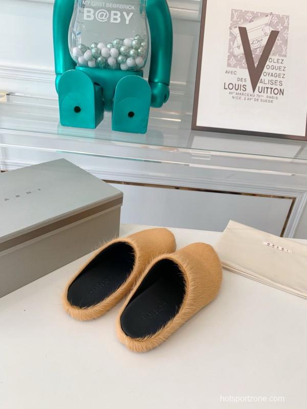 2024 Unisex Marni Beige Haircalf Loafers MJ00320