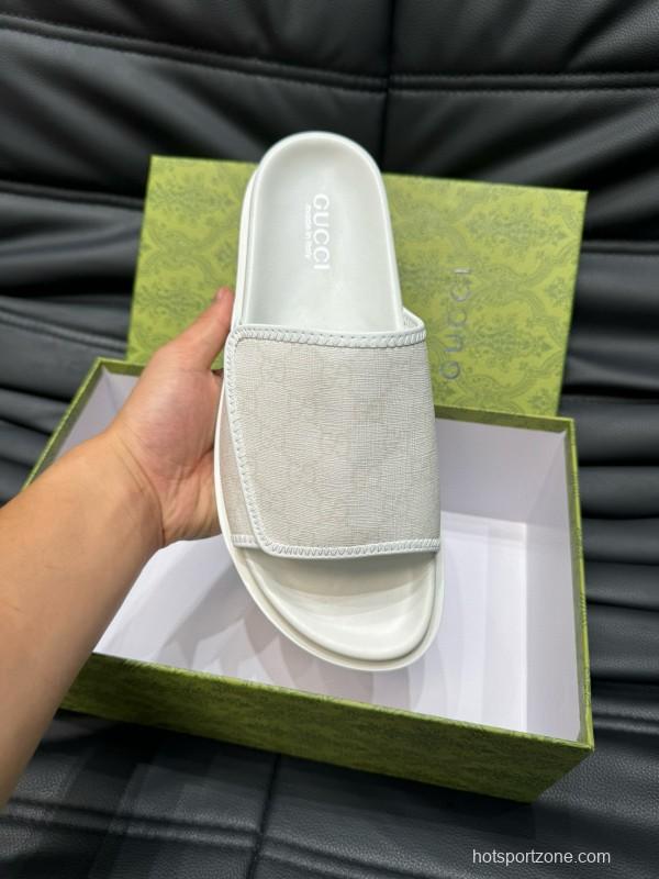 2024 Gucci White Fabric Slippers MJ00200