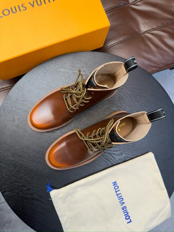 2024 Men Louis Vuitton Brown Calfskin Leather Boots MJ00440