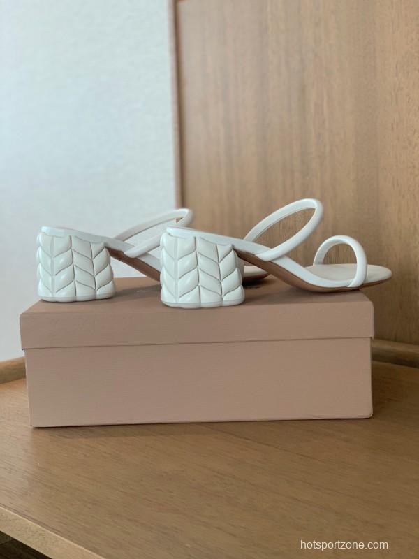 2025 Women Gianvito Rossi White Leather Sandals