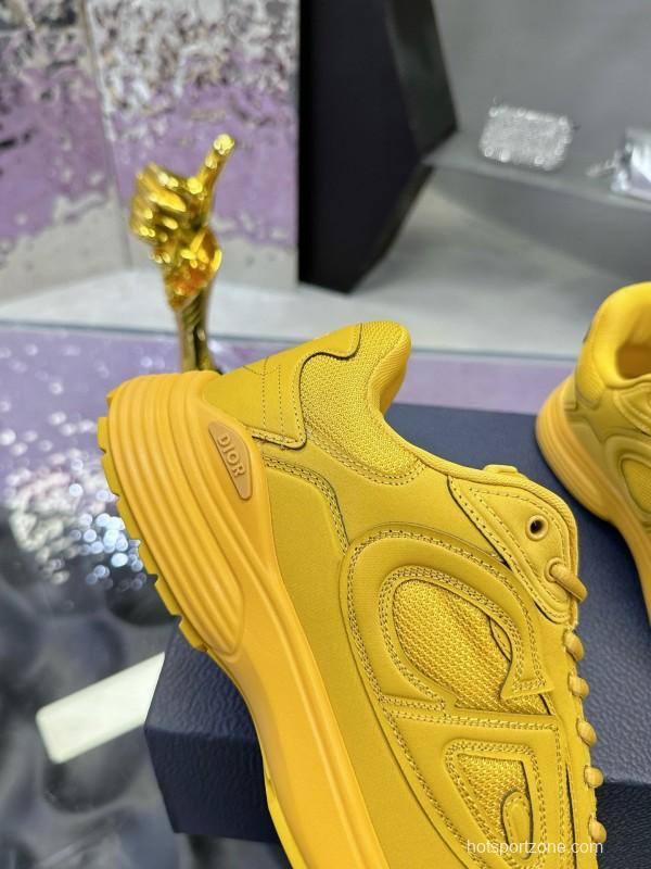 2024 Unisex Dior Yellow Mesh Leather Sneakers