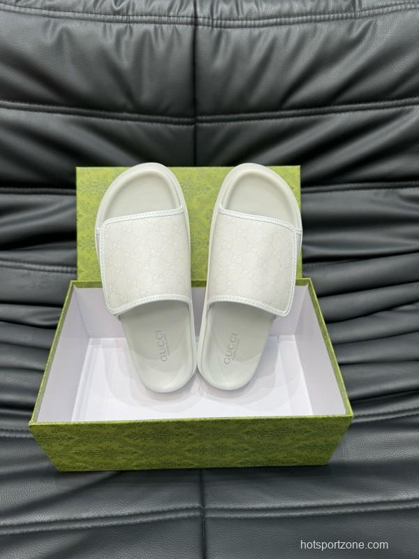 2024 Gucci White Fabric Slippers MJ00200