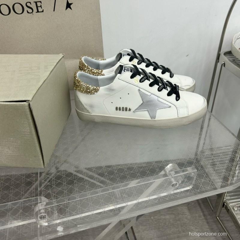 2025 Women GGDB White Silver Gold Leather Glitter Sneakers