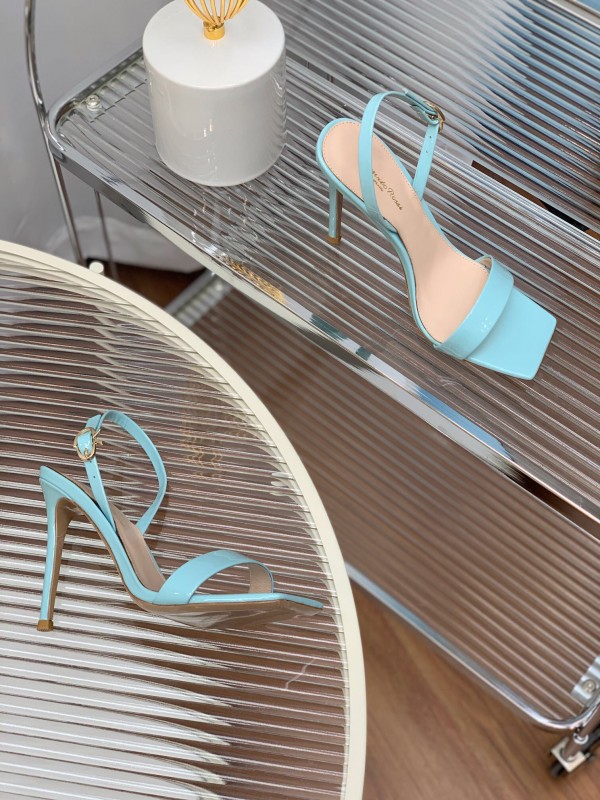 2025 Women Gianvito Rossi Light Blue Patent Leather High Heel Sandals