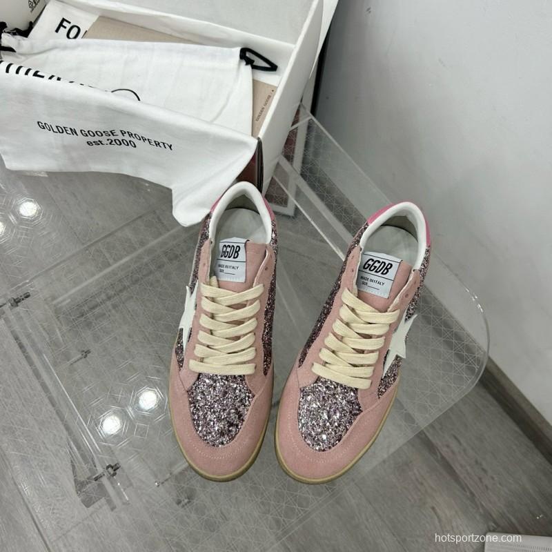 2024 Women GGDB Pink White Glitter Suede Sneakers MJ00260