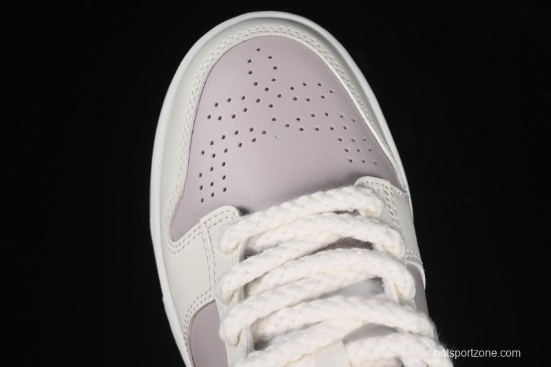 Nike SB Dunk Low White Light Purple Embossed Low-Top Casual Skate Shoes IH0639-011
