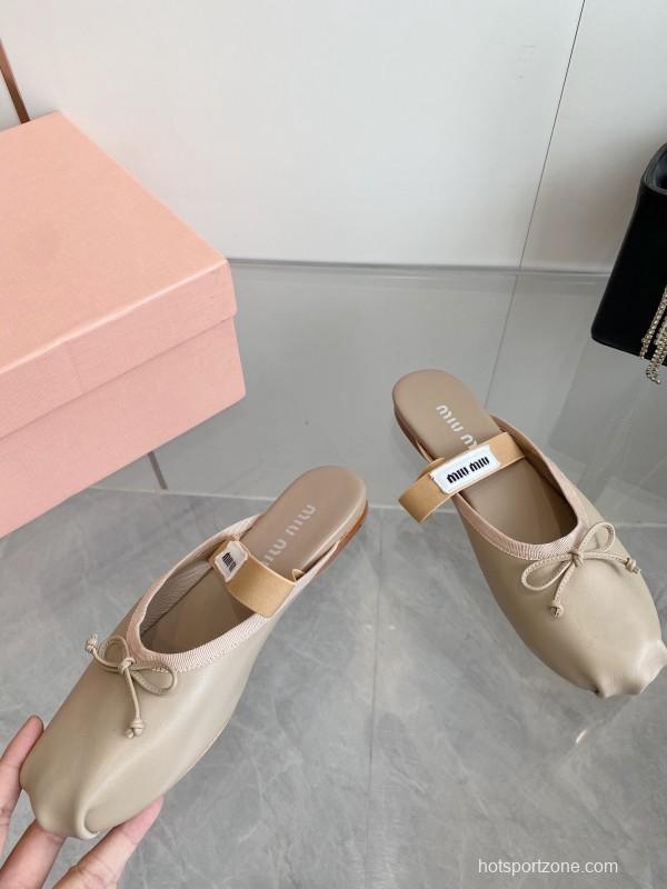 2025 Women Miu Miu Beige Suede Ballet Flats KFY00280