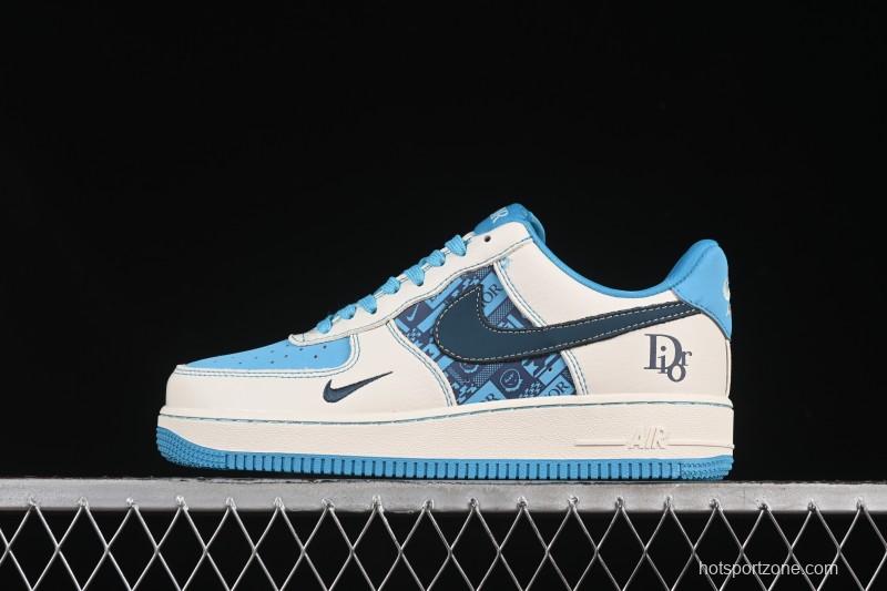 Nike Air Force 1 '07 Low Dior Collaboration Stone Blue Low-Top Casual Sneakers - KK1988-088