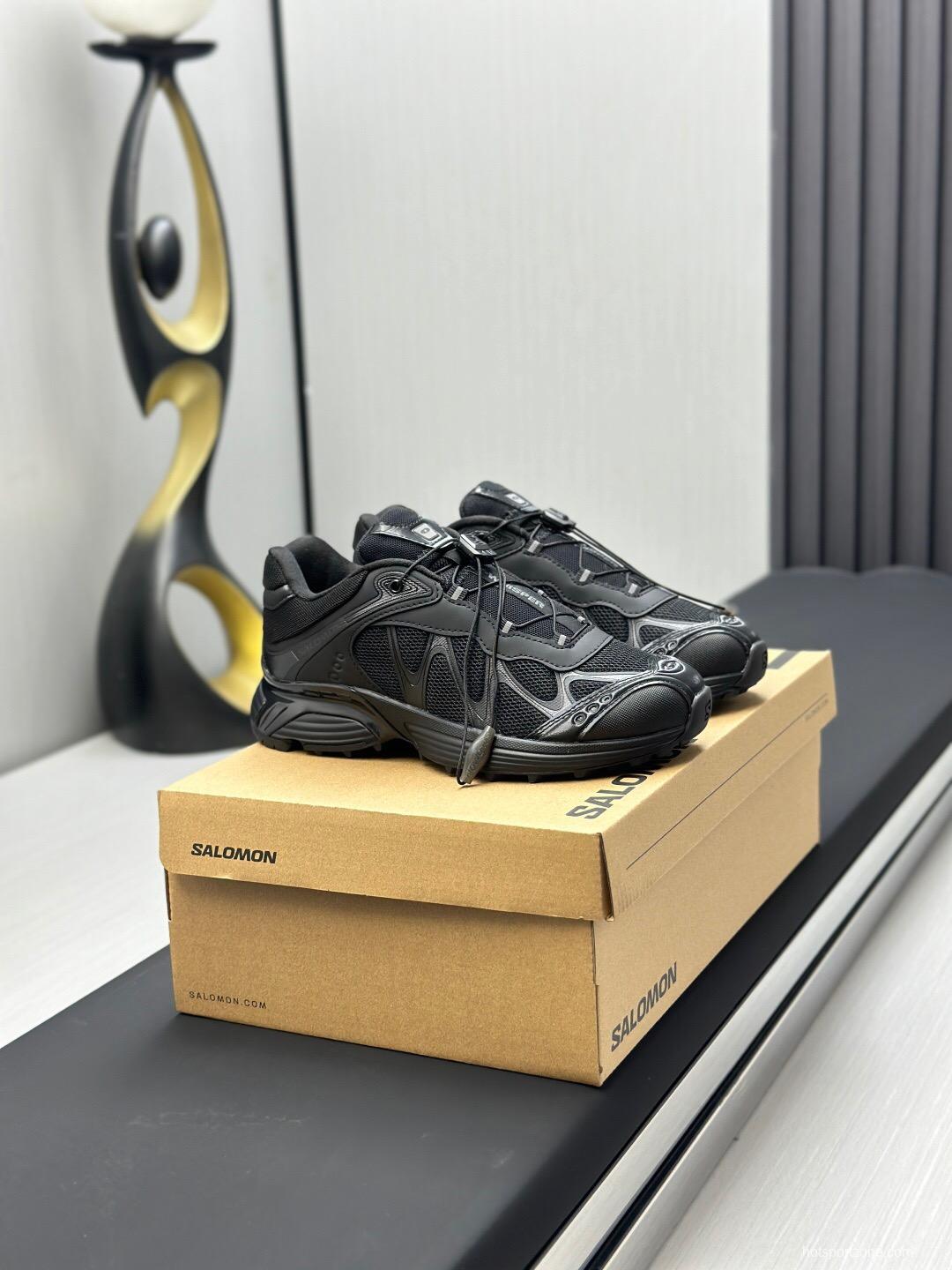 2025 Unisex SALOMON Black Leather Mesh Sneakers AS00320