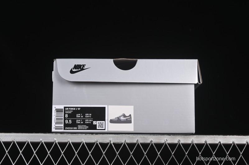 Nike Air Force 1 '07 Low Black Silver Court Low-Top Casual Sneakers - ZH0316-085