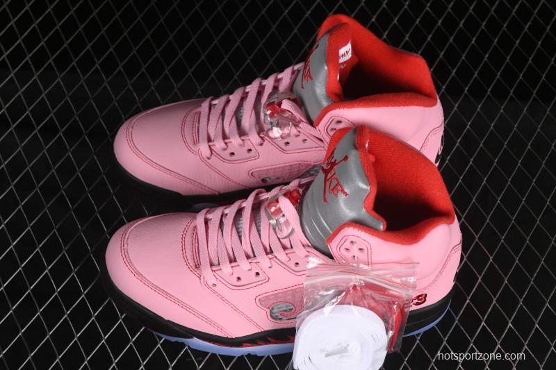 Awake NY Air Jordan 5 Retro Sneakers with Arctic Pink Colorway and Awake NY Logo Mesh - DV4982-600