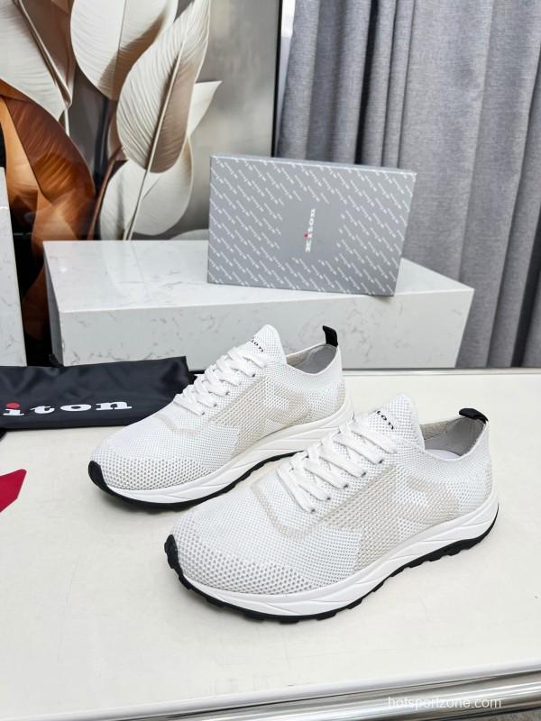 2025 Men Kiton White Beige Knit Sneakers Original MD Rubber Sole AS00320
