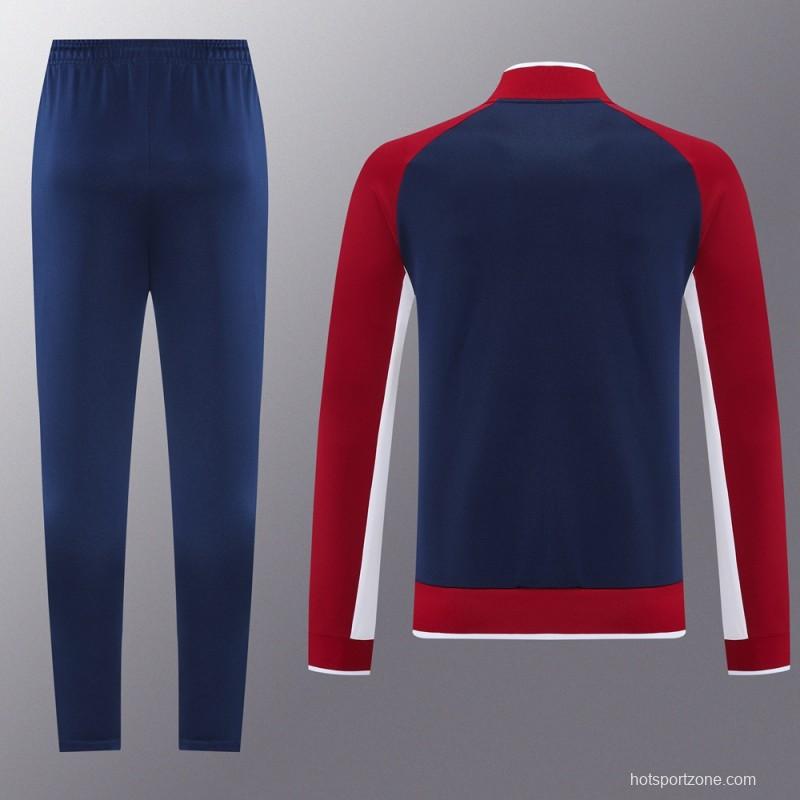 2025 Nike Navy/Red Full Hoodie Zipper Jacket +Long Pants