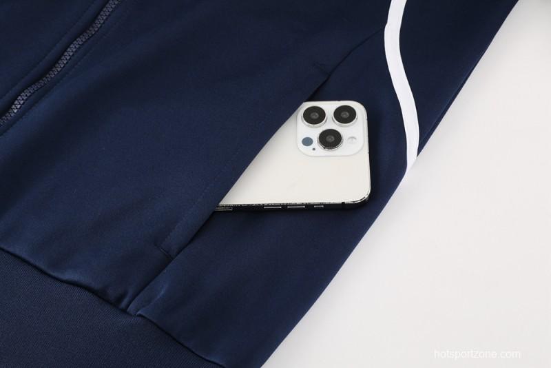 25/26 Real Madrid Navy/Grey Full Zipper Jacket +Long Pants