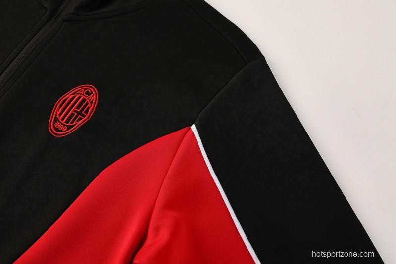 25/26 AC Milan Black/Red Full Zipper Jacket +Long Pants