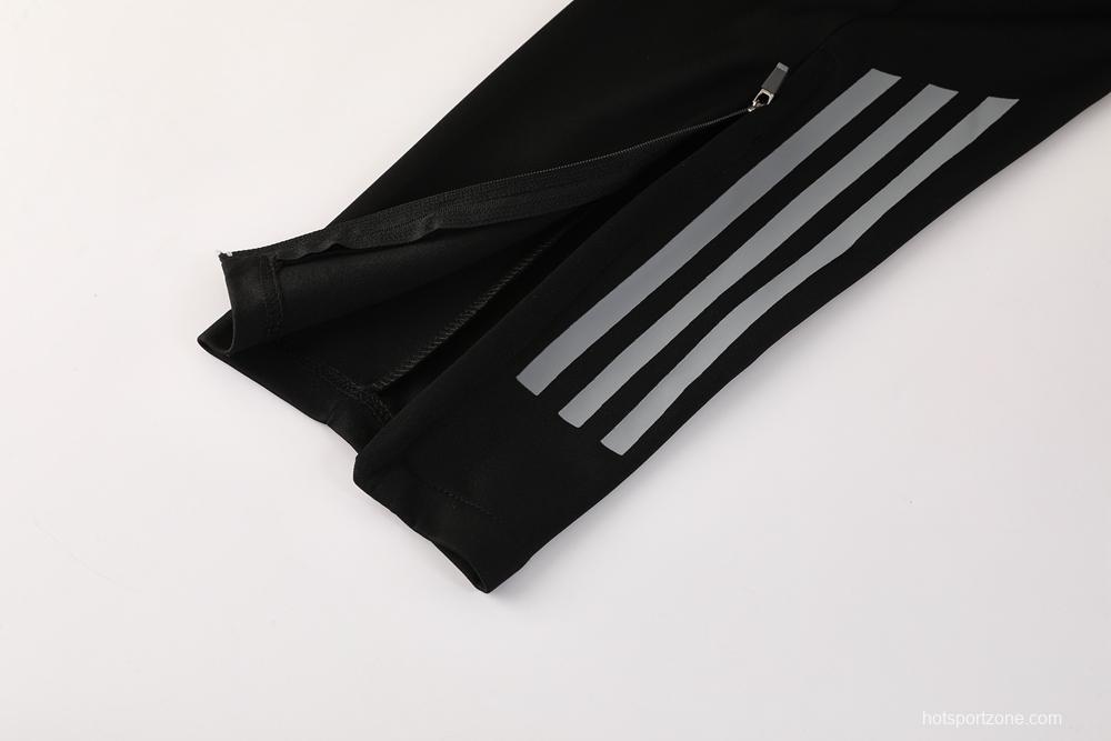 2025 Adidas Light Grey & Black with Leopard Print Pattern Half Zipper Jacket +Long Pants