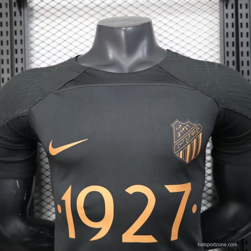Player Version 25/26 Al-Ahli Black Champion Jersey With Golden Sponsor
