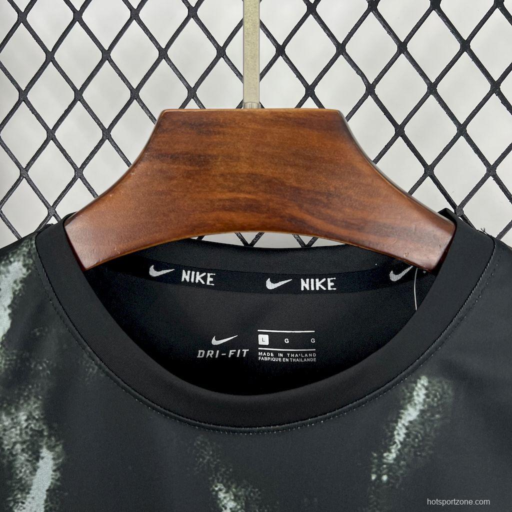 2025 NIKE Training Black with Abstract Paint Pattern T-Shirt #1045