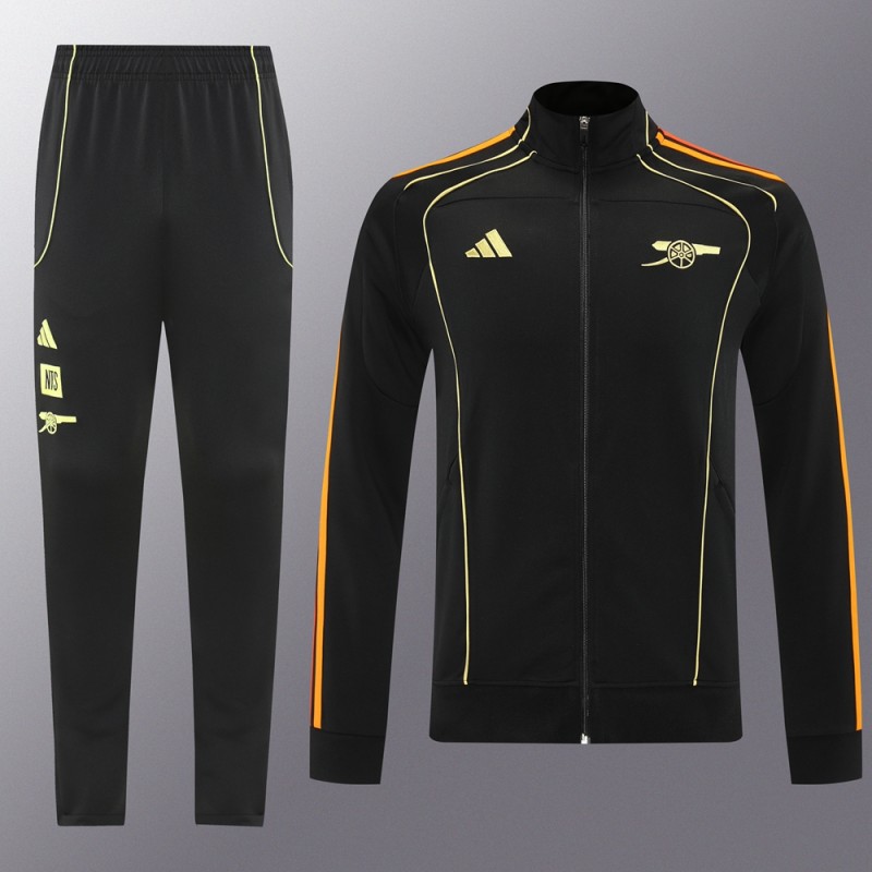 25/26 Arsenal Black Full Zipper Jacket + Long Pants