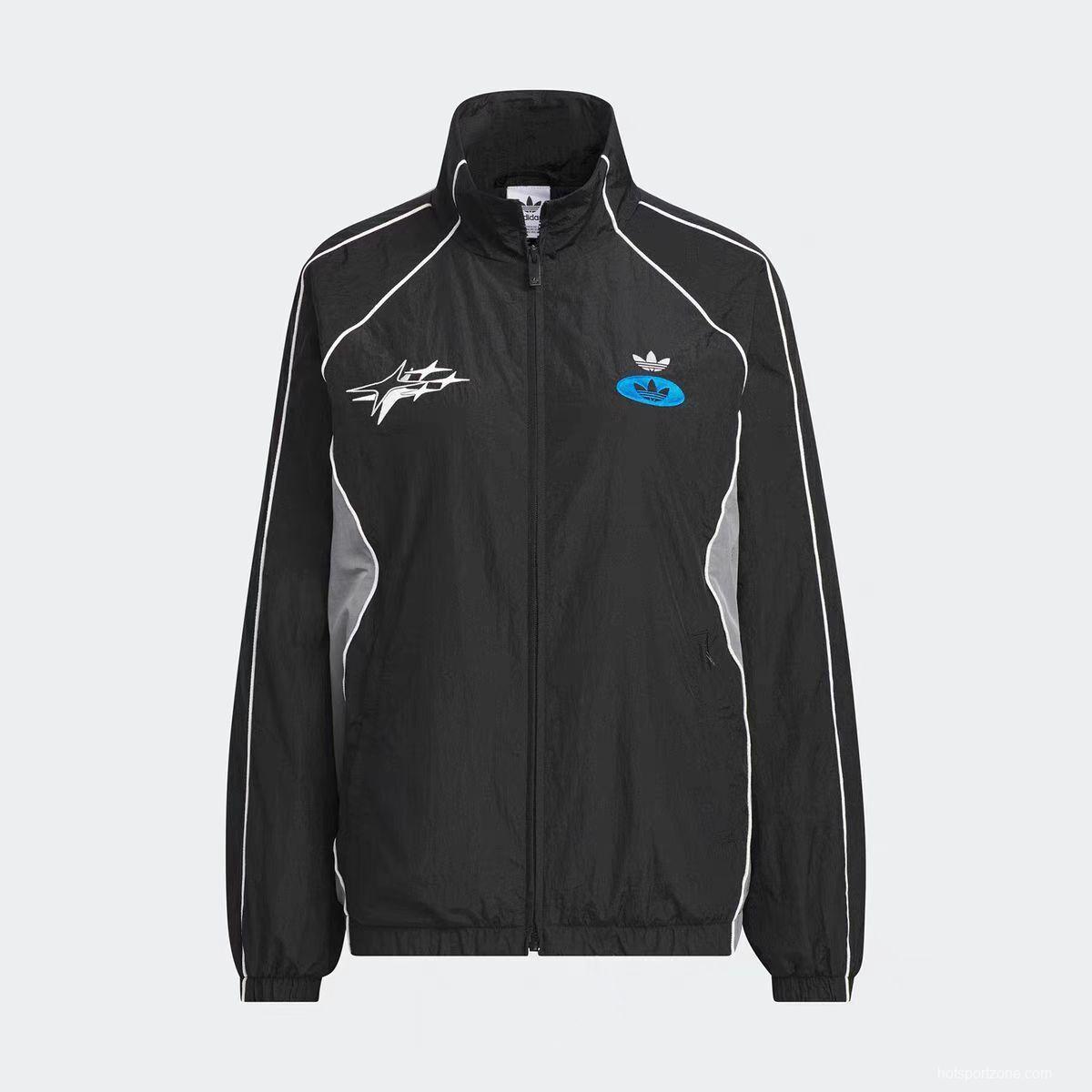 2025 Adidas originals Grey Full Zipper Windbreaker