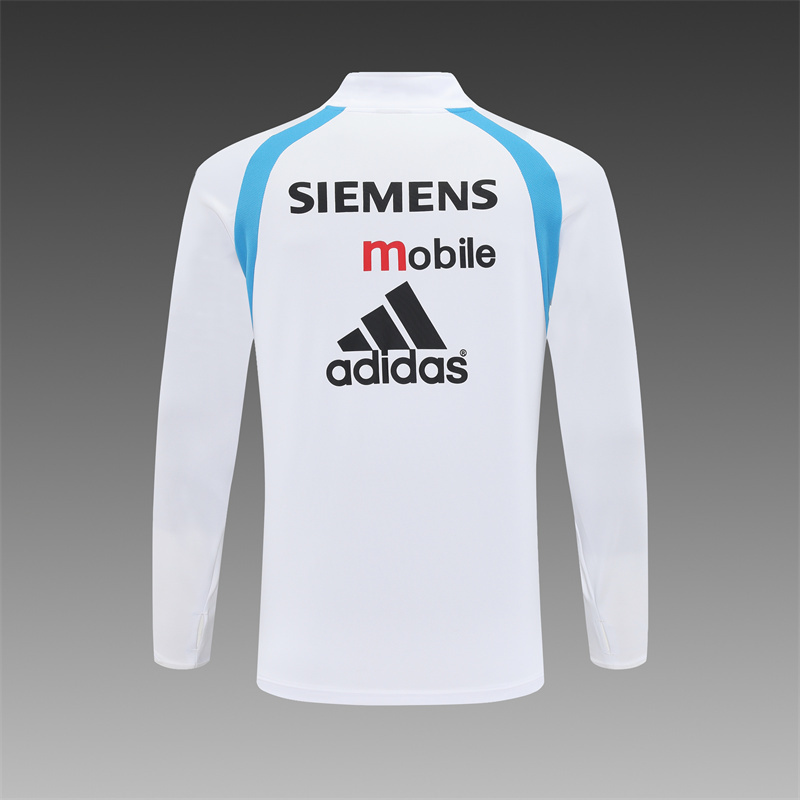 Retro 03/04 Real Madrid White Half Zipper Jacket