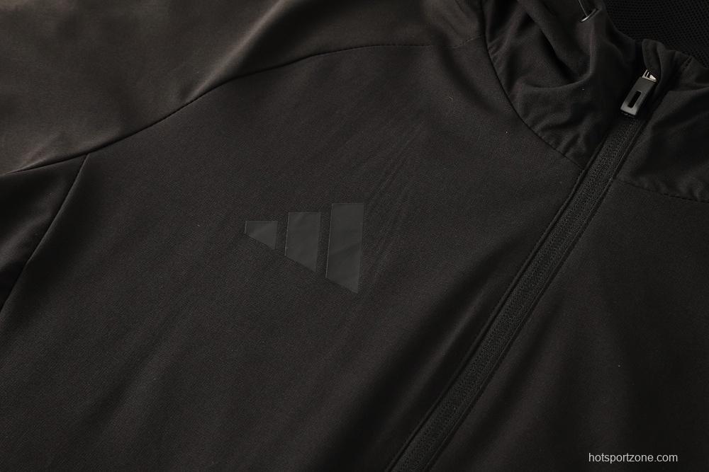 25/26 Adidas Black Hoodie Full Zipper Jacket + Long Pants