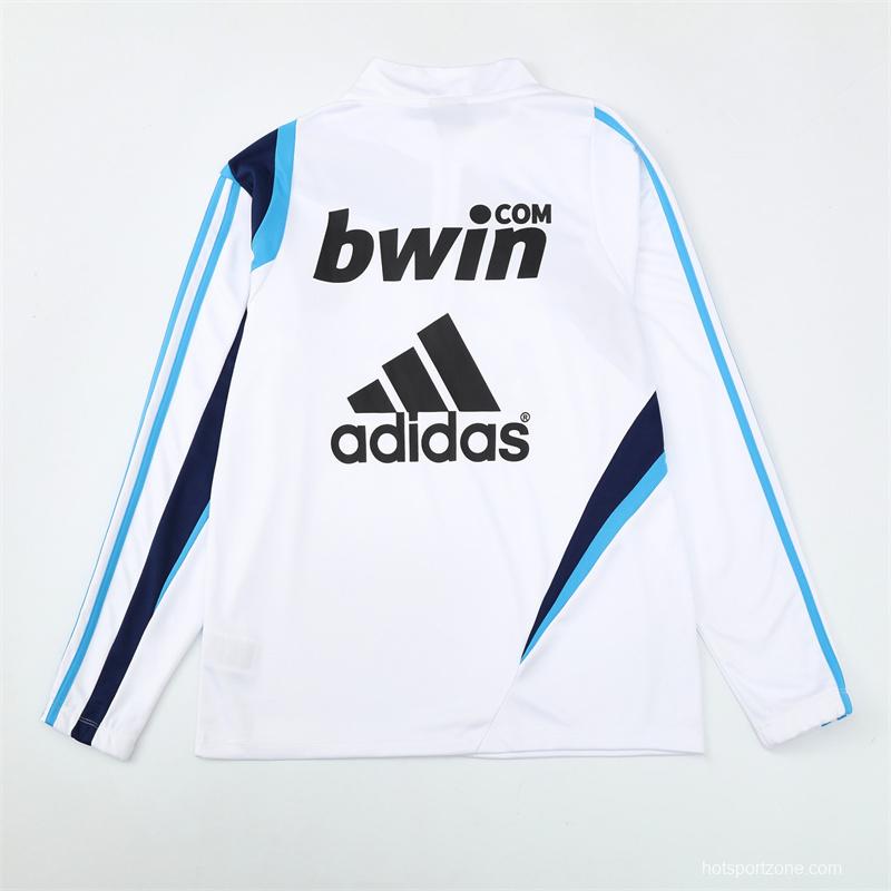Retro 09/10 Real Madrid White Half Zipper Jacket+Long Pants