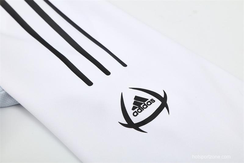 Retro 04/05 Real Madrid White Half Zipper Jacket+Long Pants