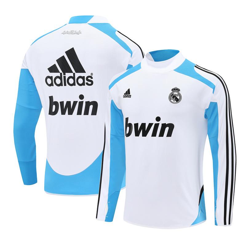 Retro 12/13 Real Madrid White/Blue Half Zipper Jacket+Long Pants