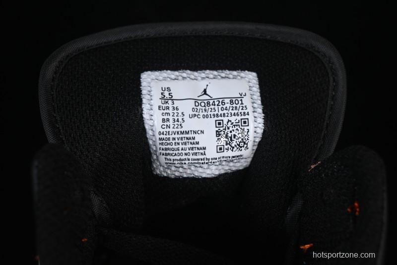 Nike Air Jordan 1 Mid AJ1 Mid-Top Casual Sneakers with Black White Orange Design - DQ8426-801