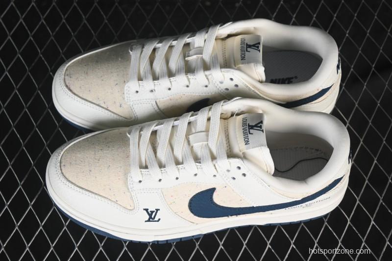 Nike SB Dunk Low LV Collaboration Beige Navy Woven Low-Top Casual Skate Shoes - SC0601-478