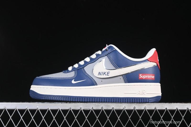 Nike Air Force 1 '07 Low Supreme Collaboration White Blue Gray Red Casual Sneakers - XD2588-602