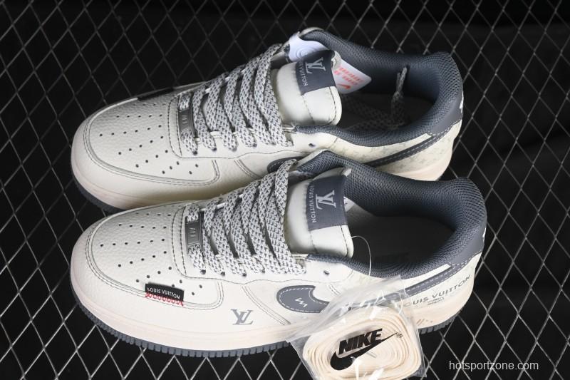 Nike Air Force 1 '07 Low LV Collaboration Beige Black Woven Label Casual Sneakers - CX5050-Y08