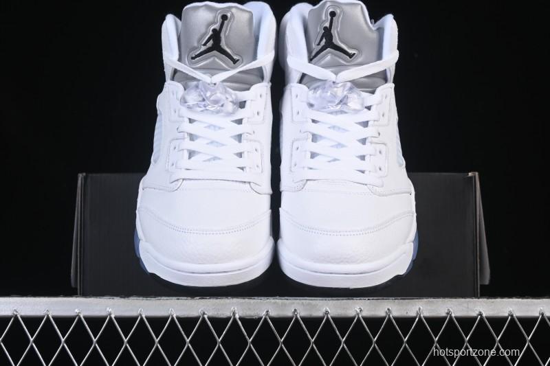 Nike Air Jordan 5 Retro White Metallic Basketball Shoes - HQ7978-103