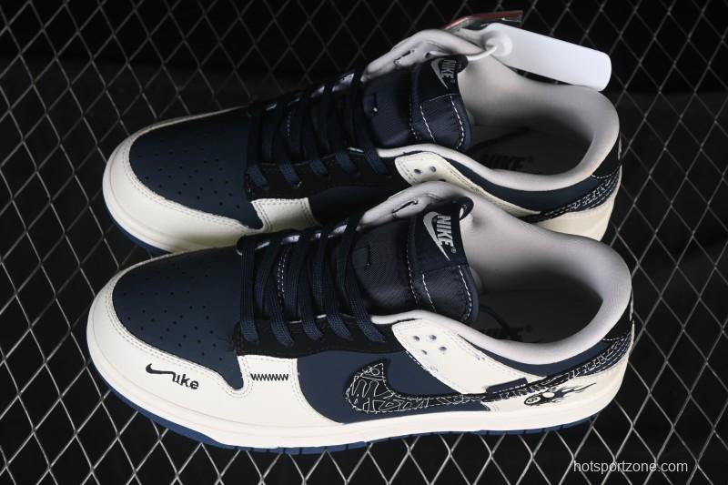 Nike SB Dunk Low Stussy Collaboration Light Grey Black 8th Anniversary Custom Low-Top Casual Skate Shoes - SR2025-001