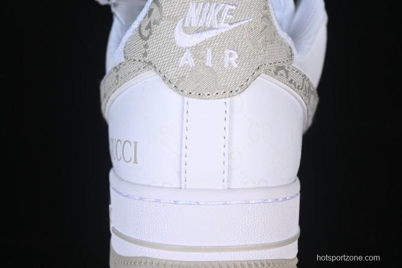 Nike Air Force 1 '07 Low Gucci Collaboration Light Gray Denim Glow-in-the-Dark Low-Top Casual Sneakers - XX3168-197