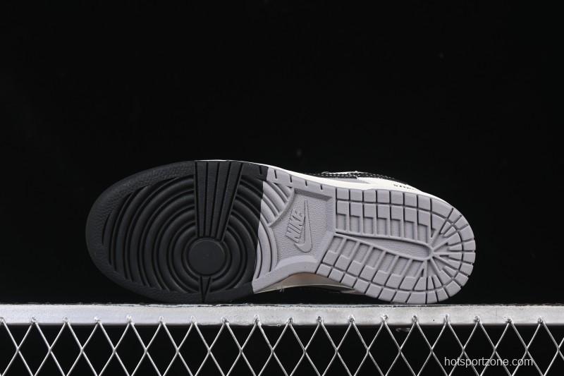 Nike SB Dunk Low Stone Island Collaboration Beige Grey Black Patchwork Anniversary Custom Low-Top Casual Skate Shoes - JP8028-041